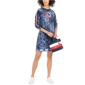 NWT Tommy Hilfifer French Terry Tie-Dye Women Blue Sweater Dress size Small
